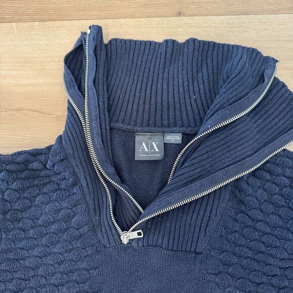 Armani Exchange 1/4 Zip Double Collar Cable Knit Sweater - Women's Small - Picture 3 of 6